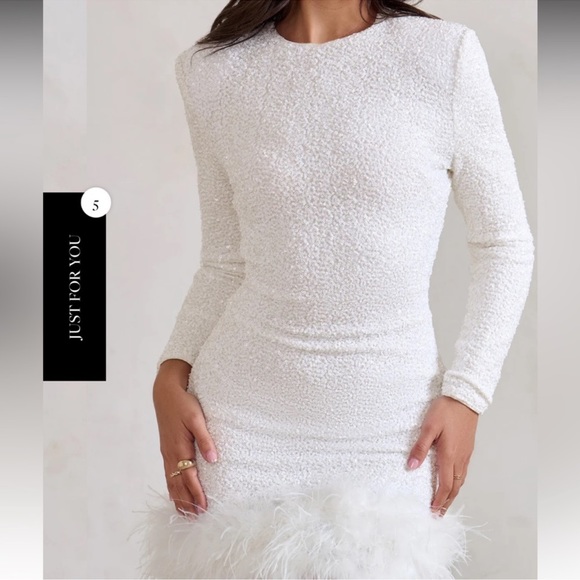 Club L London White Feather PERFECT reception dress size: medium - Picture 4 of 6